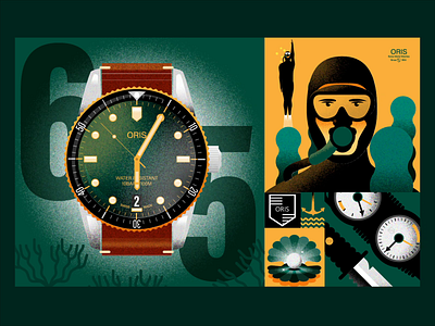 ORIS Divers Sixty Five - Green animation divers illustration marketing oris watch