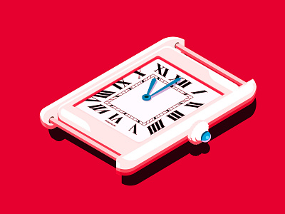 Timepiece - Isometric Trial bluehands cartier contrast highcontrast illustration isometric timepieces watch