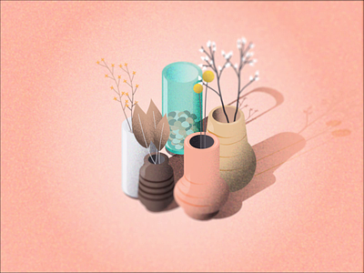 Spring Objets - Vase, flowers after effects color illusration illustrator isometric spring spring color subtle animation vase vases