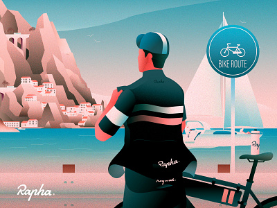 Escape character cycling illustration rapha sea texture yacht