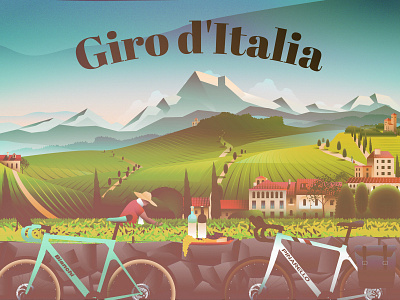Tour of Italy - wine, cycling cycling illustration italia italy scenery tour travel winery