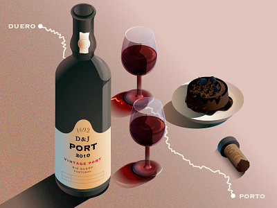 Port Wine dessert grain illustration isometric portugal portwine wine