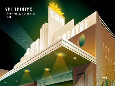 Sun Theatre - Yarraville, Australia architecture bicycle gradient illustration perspetcive sun theatre