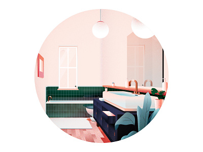 Bathroom - instagram inspired bathroom illustration interior perspective