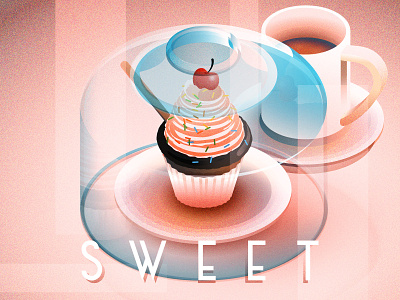Friday Quick Sweet Illustration chocolate cake coffee cupcake dessert illustration isometric sweet