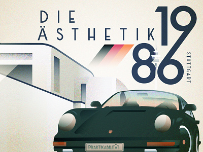1986 Stuttgart exercising german car germany illustration modern design porsche retro