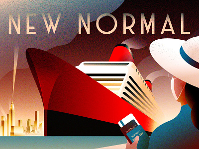 New Normal art deco city covid cruise ship illustration immunity new normal texture traveling wavy