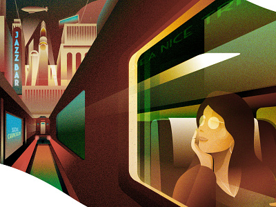 Train Travel - Last unused sketching artdeco cityscape dusk excitement illustration train traveling