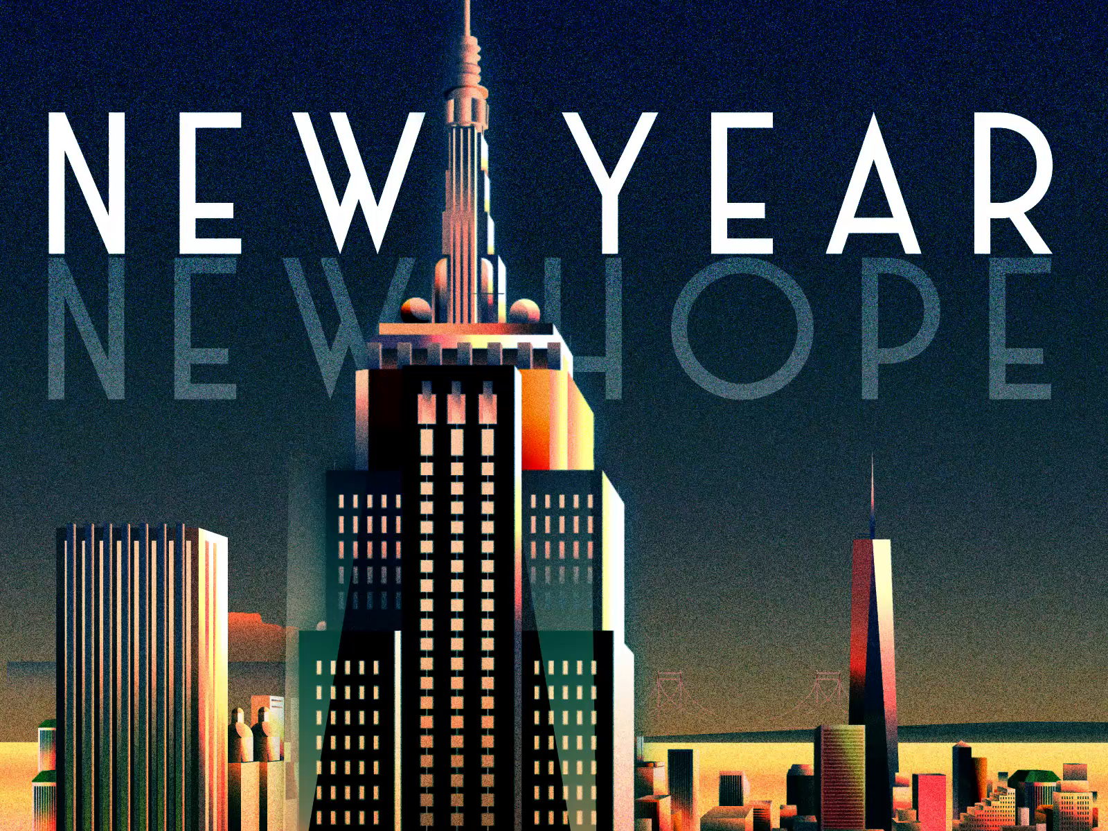 New Year, New Hope buildings city illustration new year new york