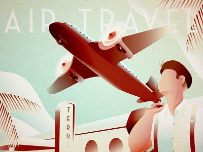 Vintage Air Travel 1920s 1930s airplane art deco c4d illustration travel