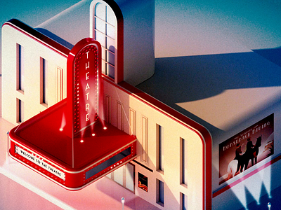 Art Deco Theatre - combine 3D and 2D 3d 3d illustration after effects animation art deco art deco theater cinema 4d retro theater theatre vintage