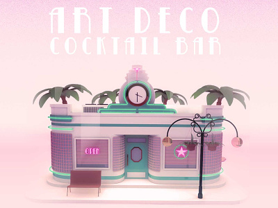 Art Deco Cocktail Bar 3d illustration architecture art deco cinema 4d colorado illustration store front