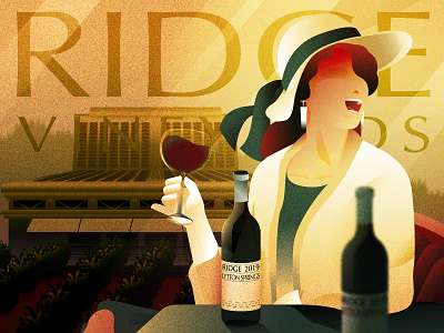 My favorite winery - Ridge Vineyards art deco california wine illustration vintage style wine
