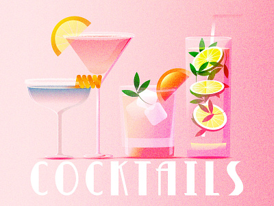Cocktails - part of recent illustration project beverages cocktails color glass illustration texture