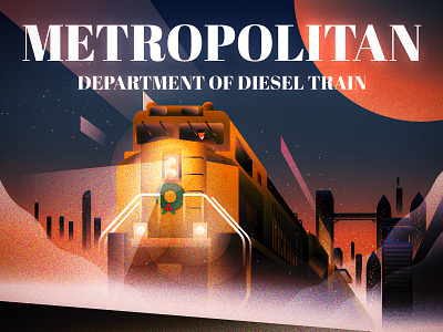 Metropolitan Department of Diesel Train art deco cityscape diesel train gradients illustration metropolitan mood retro train