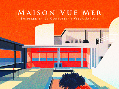 Maison Vue Mer - Inspired by Villa Savoye 2d house 3d house architecture bauhaus constructivism house illustration le corbusier maison villa savoy