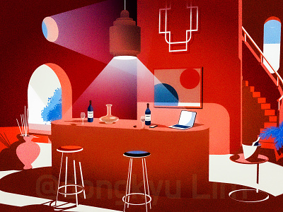 Untitled 2022 architecture art deco atmospheric bauhaus illustration interior modern house wine bar