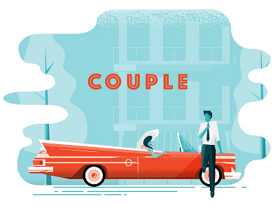 Couple and a vintage car