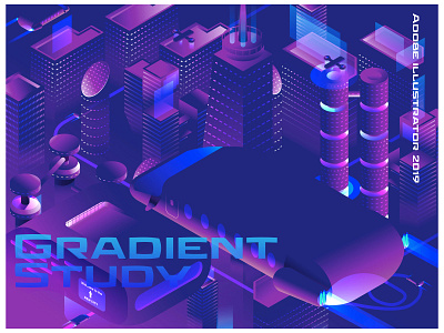 Gradient Study - isometric future city