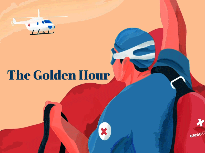 The Golden Hour - medical doctor emergency golden hour helicopter illustration