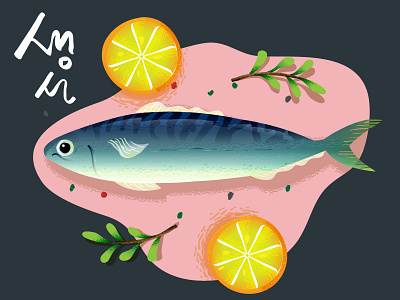 Mackerel illustration color fish food gradient mackerel shape