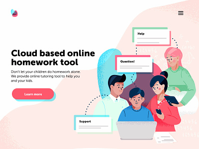 Cloud based online tutoring - concept branding concept illustration family illustration schooler tutoring
