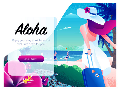 Travel illustration adobe illustrator hawaii illustration landing page travel vector art