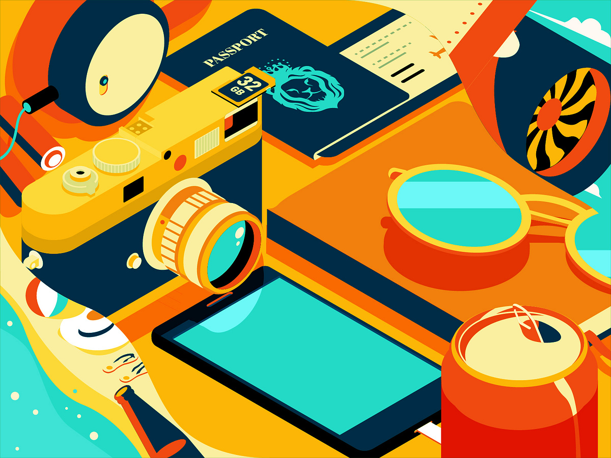 Summer travel props by dongkyu lim on Dribbble