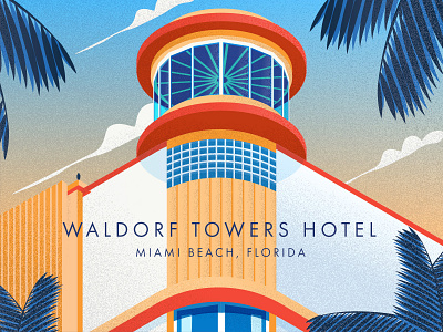 Waldorf Towers Hotel - Miami Beach, FL abert anis architecture art deco illustration isometric 일러스트