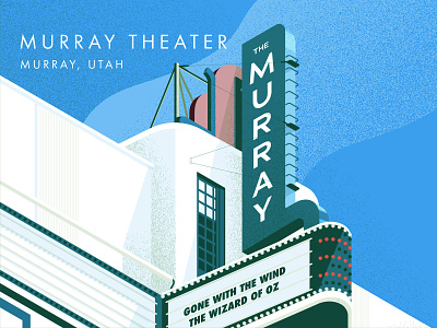 Murray Theater, Utah architecture architecture poster art deco historic place illustration isometric poster theater
