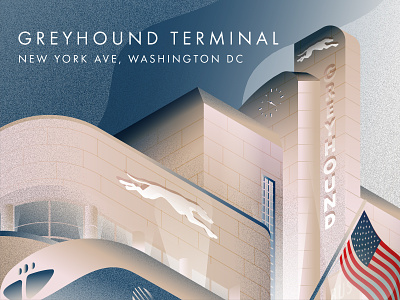 Old Greyhound Terminal - Washington D.C. architecture art deco greyhound illustration isometric art isometric illustration