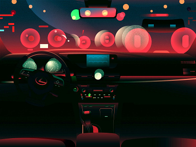 Driving at night car car dashboard car interior impression lexus light moment mood illustration night