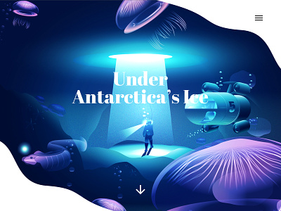 Under Antarctica's Ice - inspired by Lake Vostok animation 2d deepsea exploration gradient illustration jellyfish