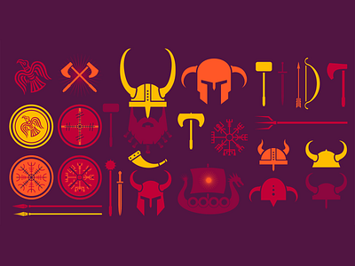 Viking's attributes illustration design concept. graphic design