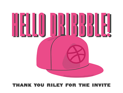 Hello Dribbble! halftone illustration