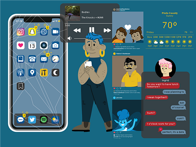 Ximena's phone apps design illustration phone technology vector