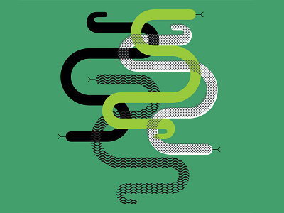 Snakes benday green pattern snakes