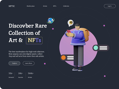 NFTs design graphic design illustration landing page web page design
