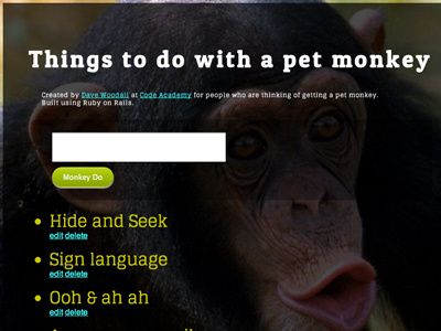 Pet Monkey Tasks css heroku html ruby ruby on rails