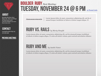 Boulder Ruby Meetup Mockup