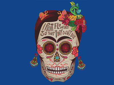 Frida Kahlo Illustration art artist birds colorful drawing flowers frida kahlo illustration mexico nature skull sugar skull