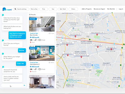 IMOMI - Real Estate Search Results ai app artificial intelligence chatbot real estate ui ux web