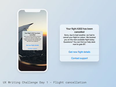 UX Writing Challenge - Day 1 bad news error message flight flight cancellation ux writing