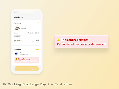 UX Writing Challenge - Day 9 app card error message expired ux writing ux writing challenge
