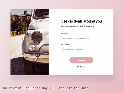 UX Writing Challenge - Day 10 car deals ux writing ux writing challenge