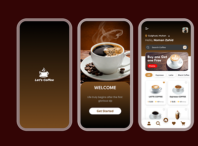 Coffee App app branding graphic design typography ui ux