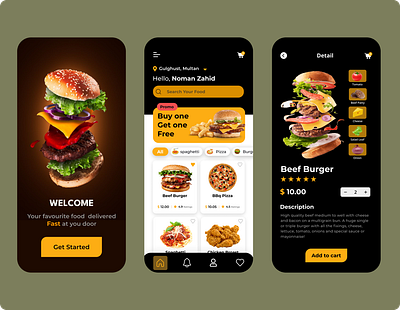 Food App app design graphic design typography ui ux