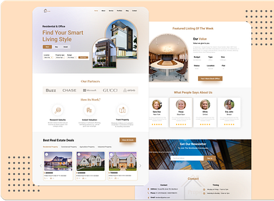 Real estate Landing page design adobe app design figma graphic design illustration logo prototype real estate typography ui ux wireframe