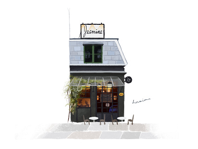 A CAFE IN COPENHAGEN cafe copenhagen illustration