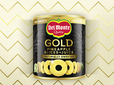 Gold Pineapple Slices in Juice Label Design